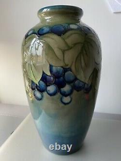 Blue Vine Moorcroft Vase Blue & Green Grape Design Estimated c. 1928-1949