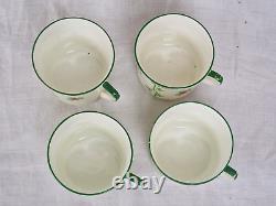 Blythe Diamond China Tea Set for 4 x Pink Roses Green Leaves Art Nouveau c1905