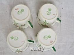 Blythe Diamond China Tea Set for 4 x Pink Roses Green Leaves Art Nouveau c1905
