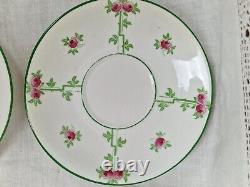 Blythe Diamond China Tea Set for 4 x Pink Roses Green Leaves Art Nouveau c1905