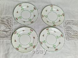 Blythe Diamond China Tea Set for 4 x Pink Roses Green Leaves Art Nouveau c1905