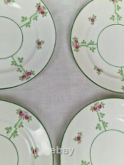 Blythe Diamond China Tea Set for 4 x Pink Roses Green Leaves Art Nouveau c1905