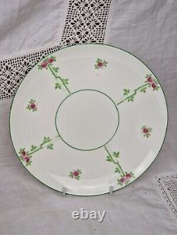 Blythe Diamond China Tea Set for 4 x Pink Roses Green Leaves Art Nouveau c1905