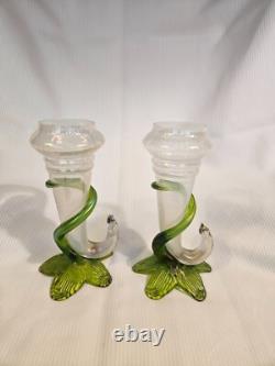 Bohemian Art Nouveau Cornucopia glass vase ca. 1900, excellent condition