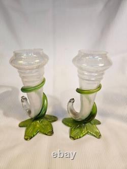Bohemian Art Nouveau Cornucopia glass vase ca. 1900, excellent condition