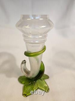 Bohemian Art Nouveau Cornucopia glass vase ca. 1900, excellent condition