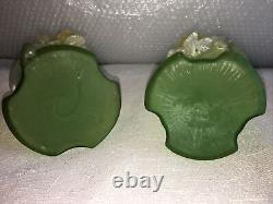 Bohemian Art Nouveau art glass vase pair of vases applied flower Kralik rare