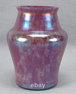 Bohemian Franz Welz Purple Iridescent Red & Green Art Nouveau 5 3/4 Inch Vase