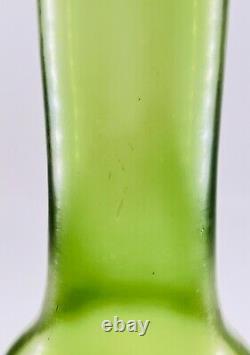 Bohemian Glass Vase Iridescent Green, Glatt Metal Collar Art Nouveau Czech