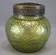 Bohemian Kralik Art Nouveau Green Iridescent Martele Flower Frog / Posi Vase