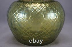 Bohemian Kralik Art Nouveau Green Iridescent Martele Flower Frog / Posi Vase
