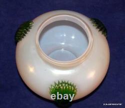Bohemian Kralik Nouveau Green Claw Iridescent Mother of Pearl Art Glass Vase