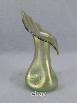 Bohemian Loetz Diana Cisele Iridescent Art Nouveau Glass Jack in the Pulpit Vase