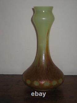 Bohemian Tall Glass Vase With Facet Cut Decoration Jugendstil Art Nouveau