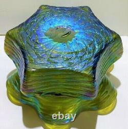 Bohemian Wilhelm Kralik Art Glass Iridescent Fishscales Bowl circa 1900