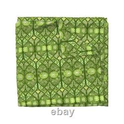 Bold Green Art Nouveau Lattice Flowery Diagonal Sateen Duvet Cover by Roostery