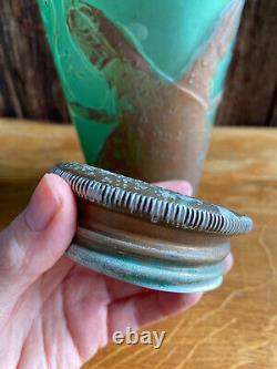 Boots Chemist Art Nouveau c1920 Salts Bottle Advertising Jar Peacock Green Gold