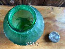 Boots Chemist Art Nouveau c1920 Salts Bottle Advertising Jar Peacock Green Gold