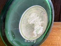 Boots Chemist Art Nouveau c1920 Salts Bottle Advertising Jar Peacock Green Gold