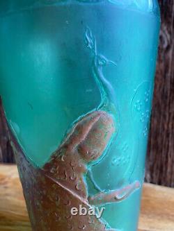 Boots Chemist Art Nouveau c1920 Salts Bottle Advertising Jar Peacock Green Gold