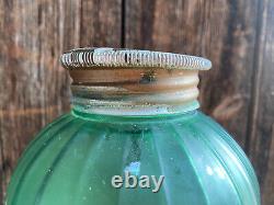 Boots Chemist Art Nouveau c1920 Salts Bottle Advertising Jar Peacock Green Gold