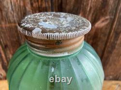 Boots Chemist Art Nouveau c1920 Salts Bottle Advertising Jar Peacock Green Gold