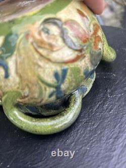 Brannam Barum Pottery 4 Handled Bowl Art Nouveau Hand Signed And Dated 1897