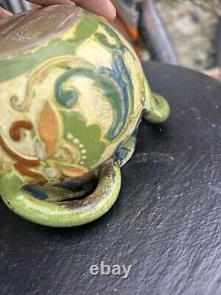 Brannam Barum Pottery 4 Handled Bowl Art Nouveau Hand Signed And Dated 1897