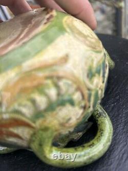 Brannam Barum Pottery 4 Handled Bowl Art Nouveau Hand Signed And Dated 1897