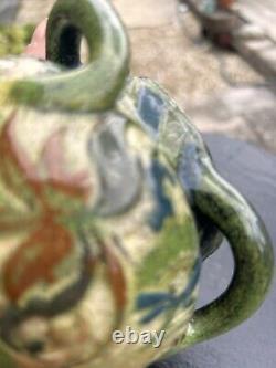 Brannam Barum Pottery 4 Handled Bowl Art Nouveau Hand Signed And Dated 1897