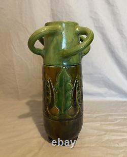 Bretby Art Pottery Vase Nouveau Secessionist Applied Leaf Decoration c. 1915