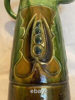 Bretby Art Pottery Vase Nouveau Secessionist Applied Leaf Decoration c. 1915