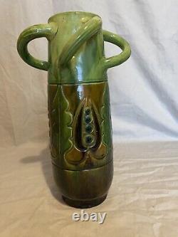 Bretby Art Pottery Vase Nouveau Secessionist Applied Leaf Decoration c. 1915