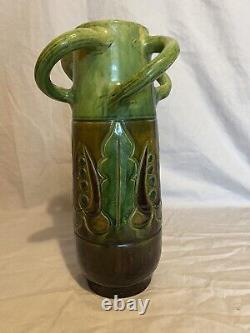 Bretby Art Pottery Vase Nouveau Secessionist Applied Leaf Decoration c. 1915