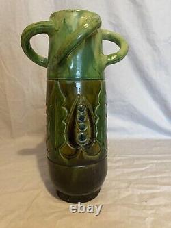Bretby Art Pottery Vase Nouveau Secessionist Applied Leaf Decoration c. 1915