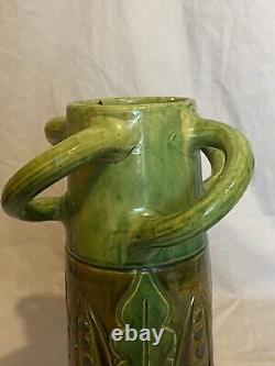 Bretby Art Pottery Vase Nouveau Secessionist Applied Leaf Decoration c. 1915