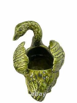Bretby pottery Swan Planter Signed Bretby 706b RARE art nouveau green in colour