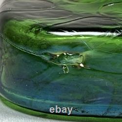 C1900 Antique Kralik Art Nouveau Iridescent Green Glass 11.5cm Square Inkwell