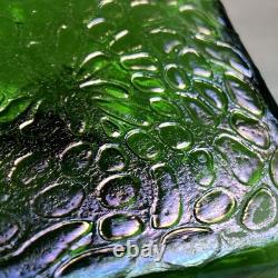 C1900 Antique Kralik Art Nouveau Iridescent Green Glass 11.5cm Square Inkwell