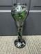 C1900 Art Nouveau Sterling Silver Overlay Green Art Glass Vase