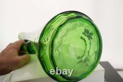 C1900 Huge Moser Art Nouveau Bohemian Art Glass Ewer Green with Raised gold