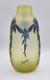 C1900 Legras Art Nouveau French Cameo Blue Floral Glass Vase Uranium Green Glow