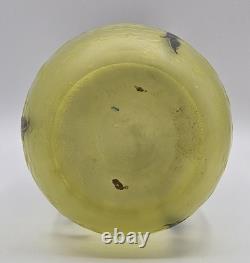 C1900 Legras Art Nouveau French Cameo Blue Floral Glass Vase Uranium Green Glow