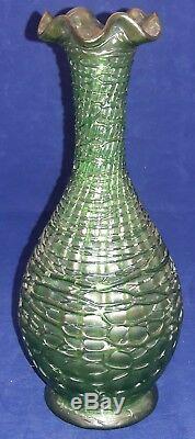 C1905 Art Nouveau LOETZ CHINE Austrian Iridescent Green Glass Cabinet Vase