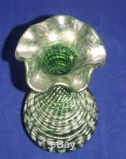 C1905 Art Nouveau LOETZ CHINE Austrian Iridescent Green Glass Cabinet Vase