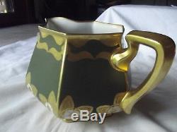 CIDER PITCHER Limoges France B & Co Whites Art Chicago green & gold Art Nouveau