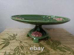 C. 1900 Eichwald Majolica Pottery Germany Art Nouveau Tazza Cake Stand Decor