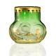 C. 1900 Harrach Art Nouveau Floral Intaglio Engraved Gilded Green Glass Bud Vase