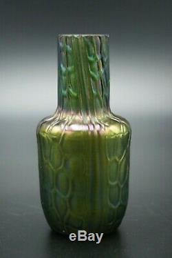 C. 1900 Johann Loetz Bohemian Art Glass Iridescent Vase 4.1/3 Czech Art Nouveau