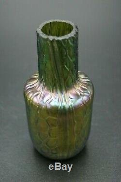 C. 1900 Johann Loetz Bohemian Art Glass Iridescent Vase 4.1/3 Czech Art Nouveau